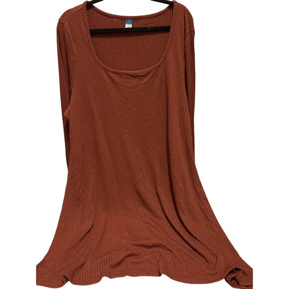 NWT Old Navy Rust Color Long Sleeve Ribbed Dress Scoop Neck Womens Size XXL - Picture 1 of 4